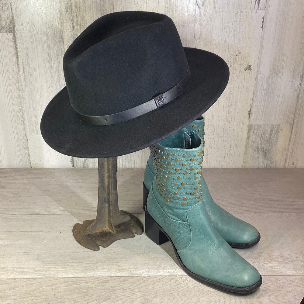 Britton Black Wool Fedora Hat with Band - 7 1/4